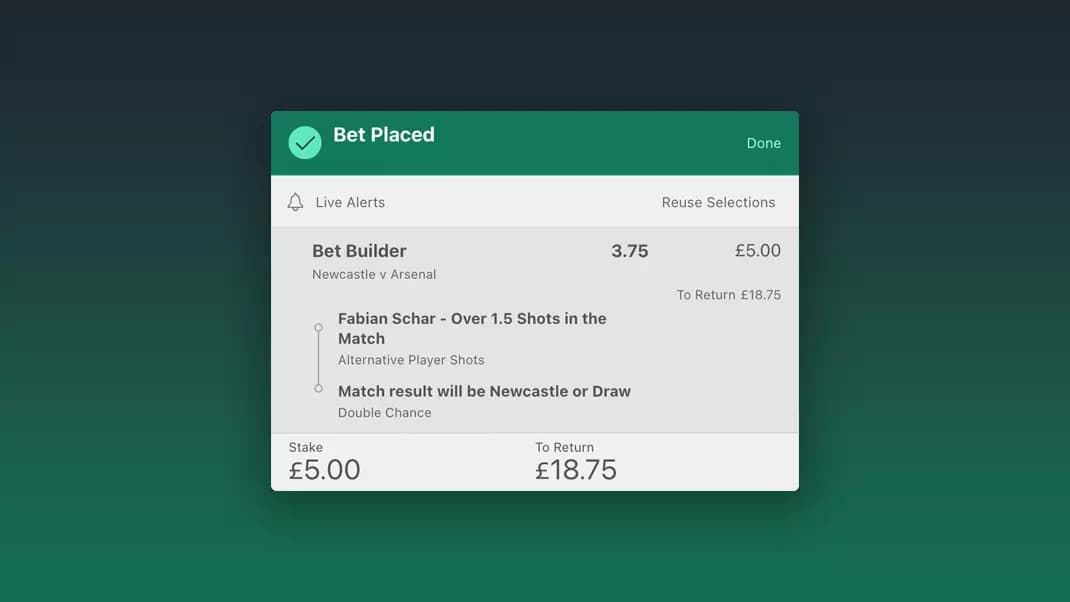 betingexpert - bet365 Newcastle vs Arsenal bet builder