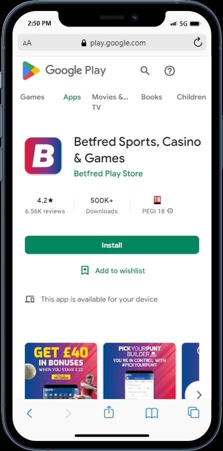 Betfred Android app