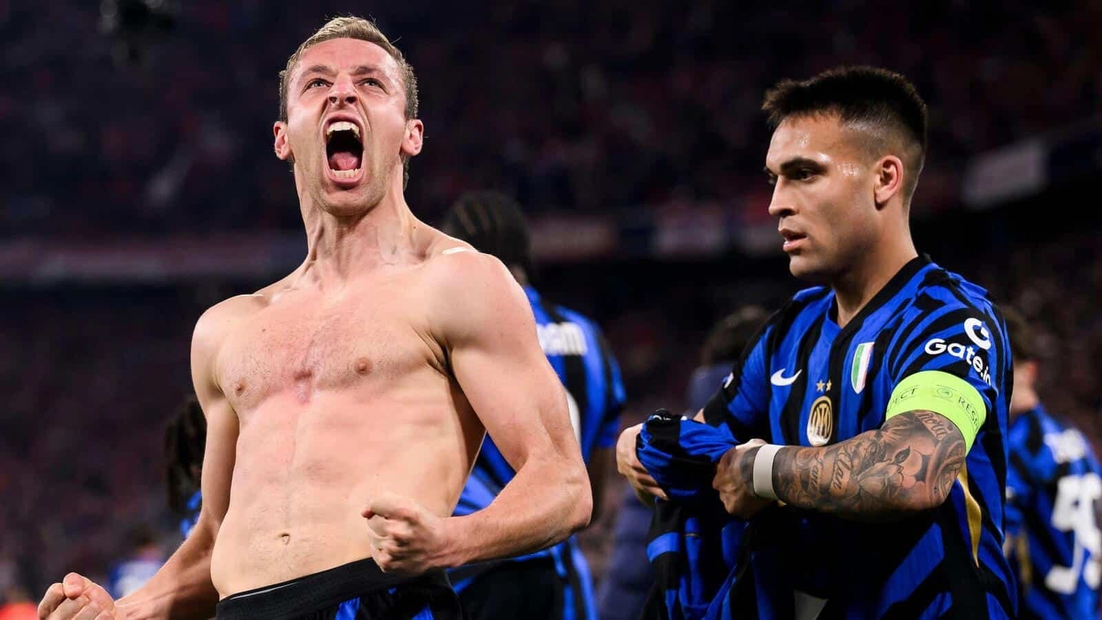 Davide Frattesi of FC Internazionale celebrates after scoring a goal