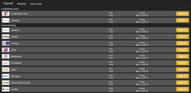 EnergyBet Deposit