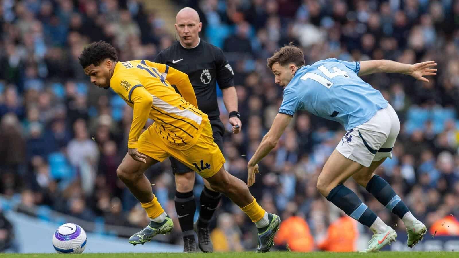 Georginio Rutter #14 of Brighton & Hove Albion F.C. in possession of the ball during the Premier League match