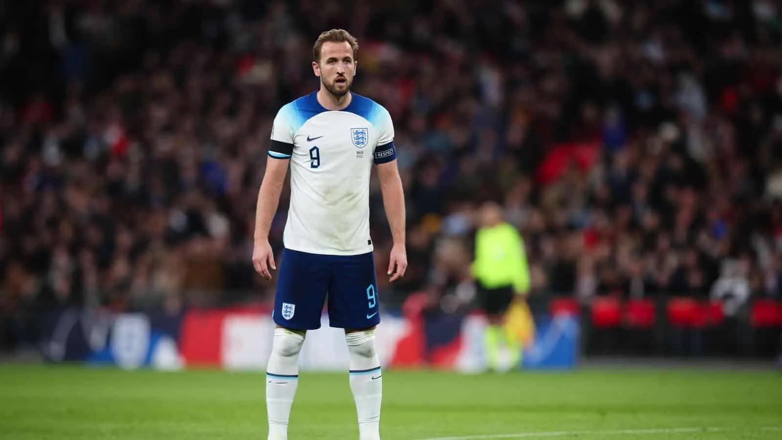 Harry Kane of England looks on during the UEFA Euro 2024 European Group C qualifier match