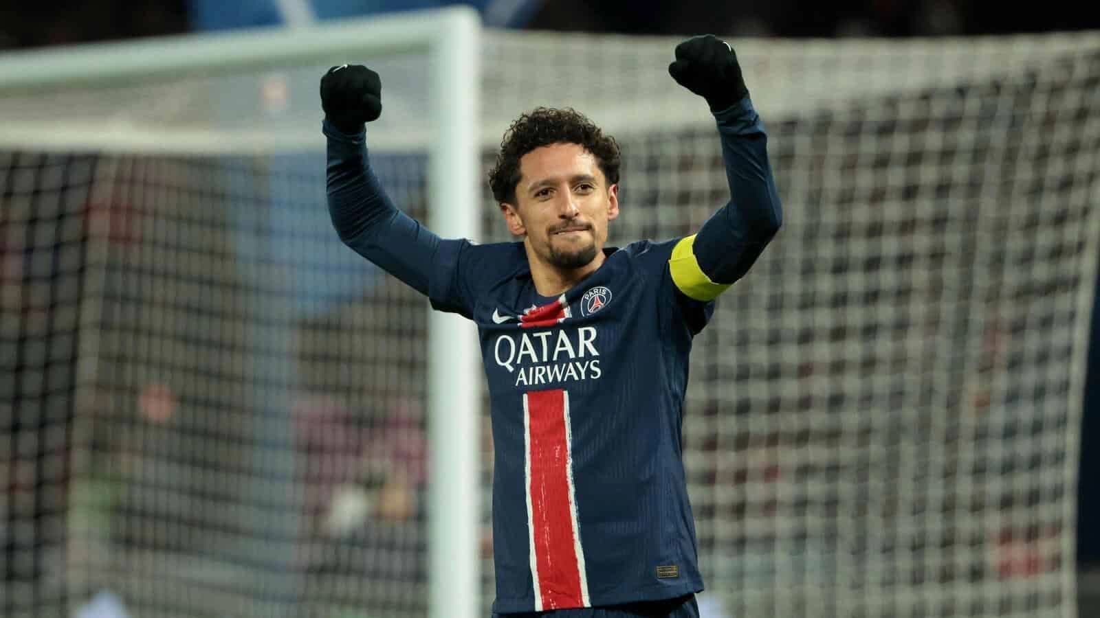 Marquinhos of PSG celebrates his goal