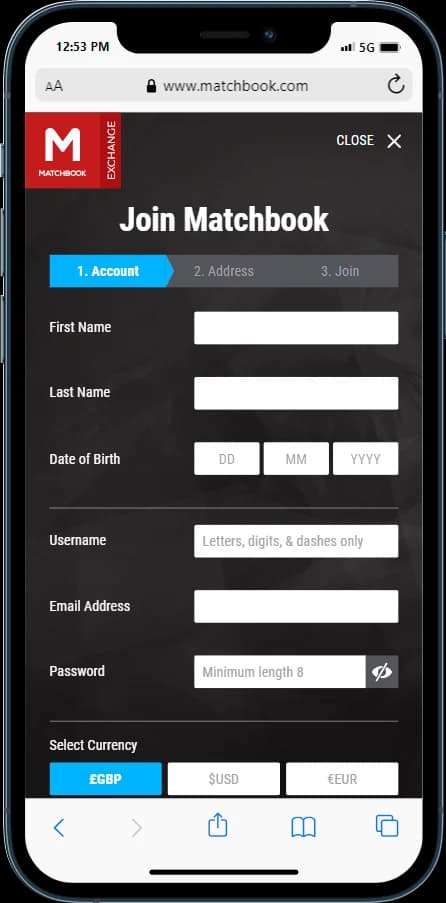 Check out the first steps you need to take to register at Matchbook