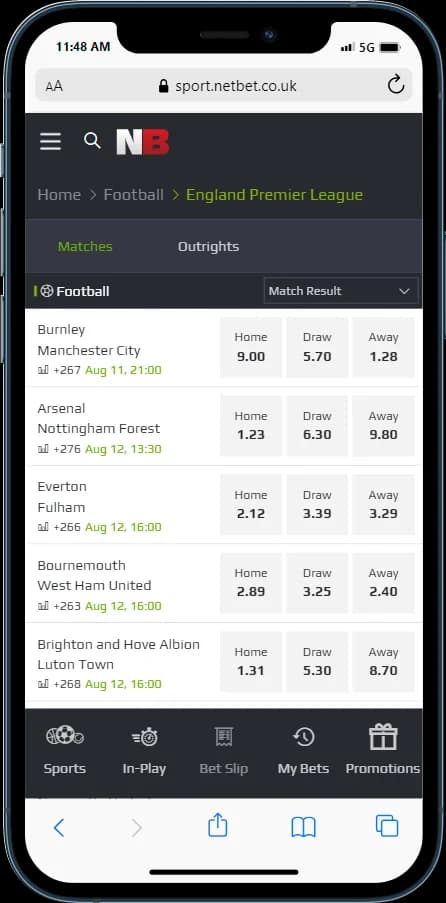 Check out the NetBet Mobile App for iOS and Android devices