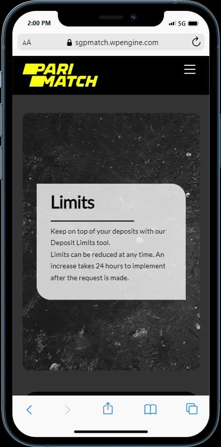 For more information, check out the Deposit Limits page on Parimatch