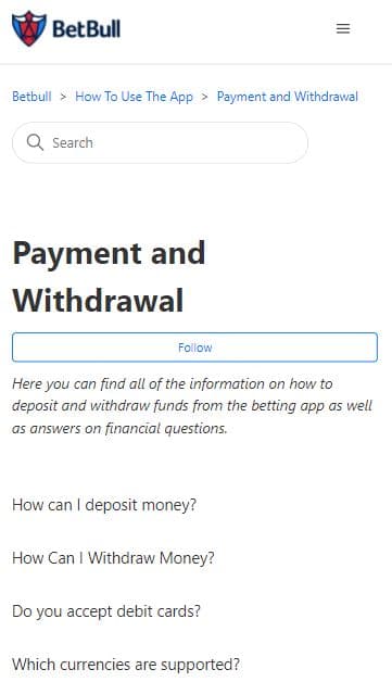 Check out the BetBull Help Section in order to find out more about deposit options
