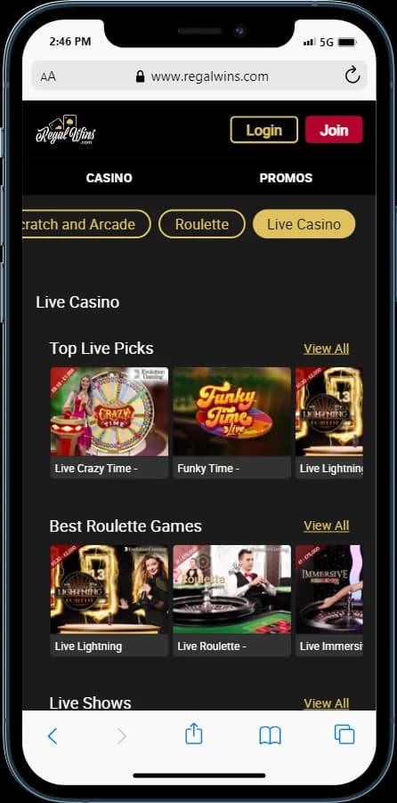 Regal Wins Online Casino Live Casino