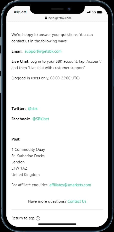SBK Customer Support Options