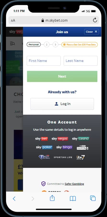 SkyBet Registration
