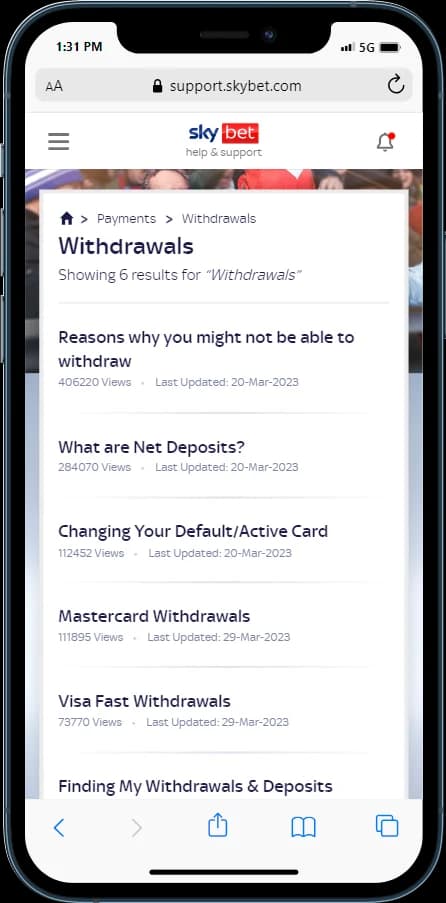 SkyBet Withdrawal