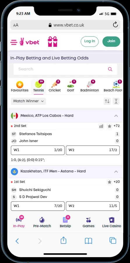 Check out the Vbet In-Play Options on their official website