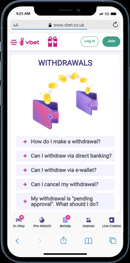 Check out Vbet Withdrawals page for more information