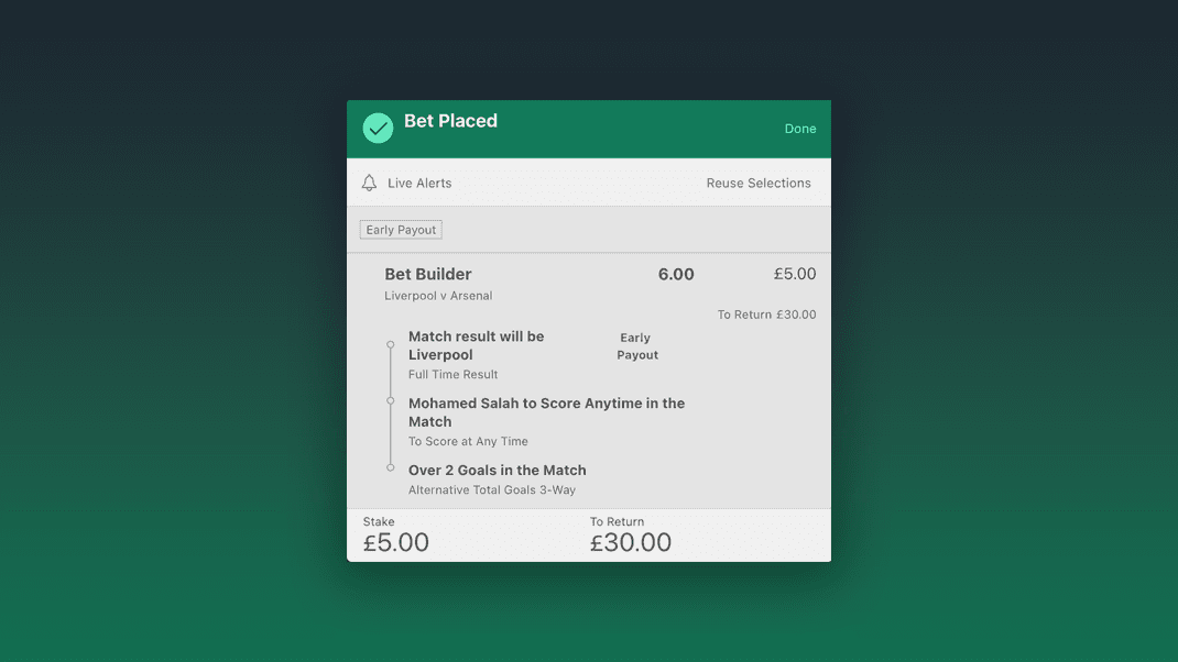 bet365 weekly bet builder - Liverpool vs Arsenal