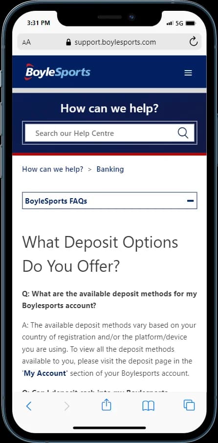 BOYLE Sports Deposit