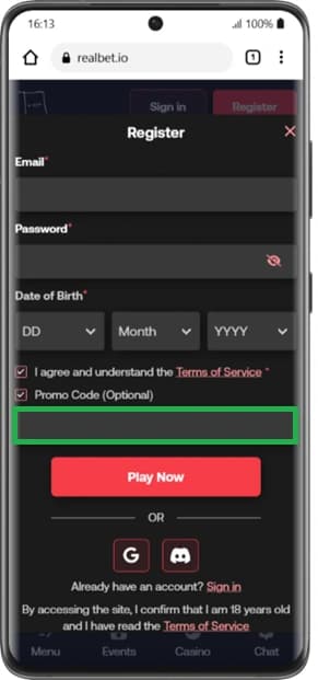 Realbet Promo Code