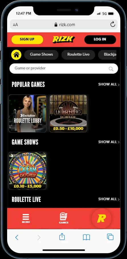 Rizk Casino Games